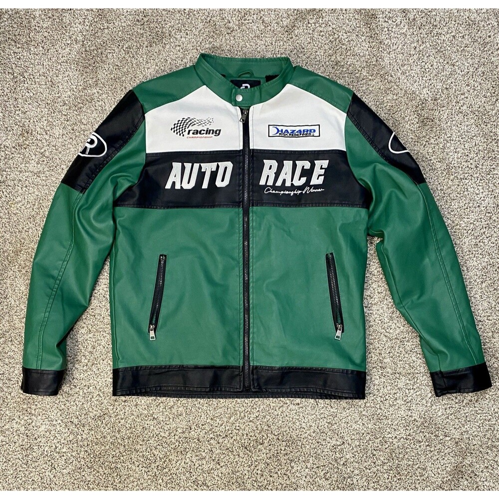 Refinery Republic Auto Race Jacket Men’s Medium Green Black Team Racing Racer